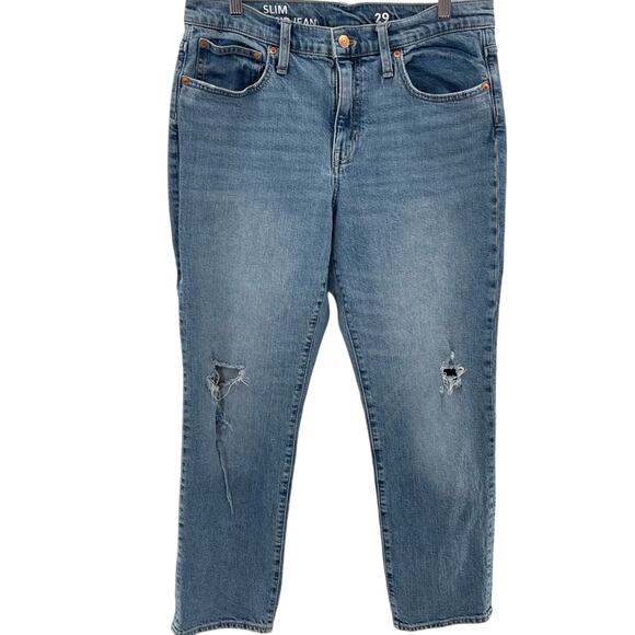 J. Crew Slim Boyfriend Jeans Medium Light Wash Ankle Cropped Boho Preppy Size 29 - Picture 2 of 15